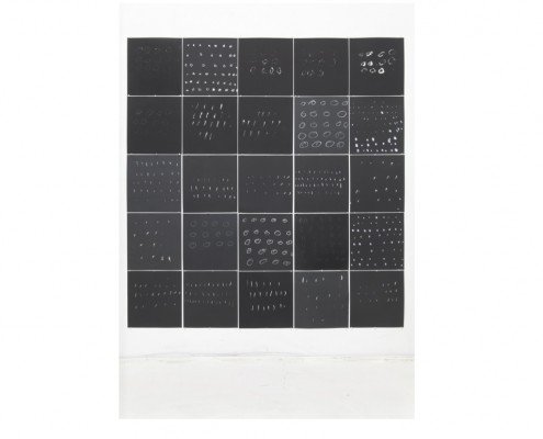 Pierrette Bloch, Avril 2015,25, ensemble de 25 planches sur papier canson noir composé de 24 sérigraphie et 1 original, éd.signée et numérotée, 25 exemplaires, 2015, 35x35cm & 175x175cm©Bernard Chauveau Editeur Le Néant Editeur Paris_