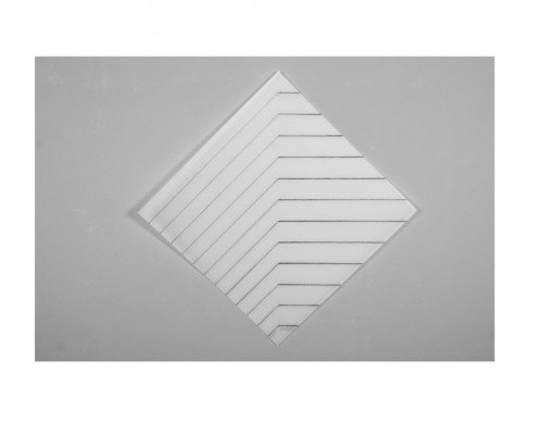 François Morellet, Recto-Verso 45°, 2011, sérigraphie recto verso sur priplak opaline 1092g, édition de 30, 65x65 cm ©Jordan-Seydoux -