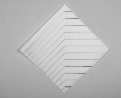 François Morellet, Recto-Verso 45°, 2011, sérigraphie recto verso sur priplak opaline 1092g, édition de 30, 65x65 cm ©Jordan-Seydoux